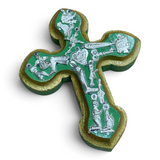 Rounded Wooden Cross w/ Milagros
