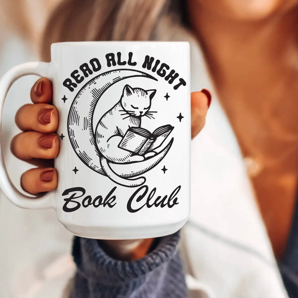 Reading All Night Book Club Mug