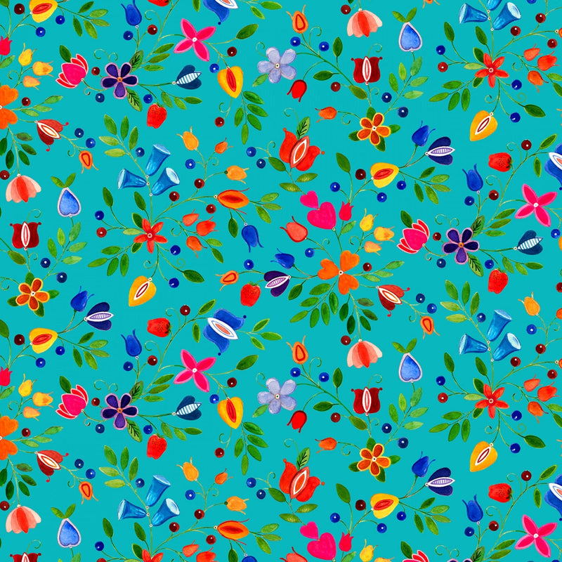 F2201 Turquoise Small Floral Pride