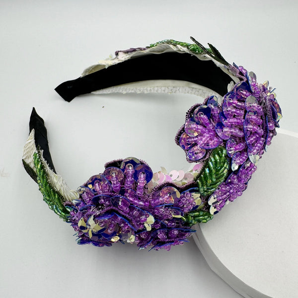 Purple Floral Sequin Headband