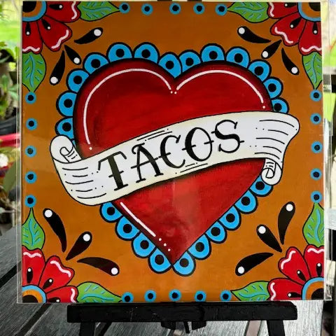 Tacos Mexican Folk Art Print (12x12)