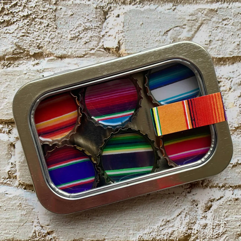 serape bottle cap magnets from kate's magnets at sew bonita in corpus christi, texas