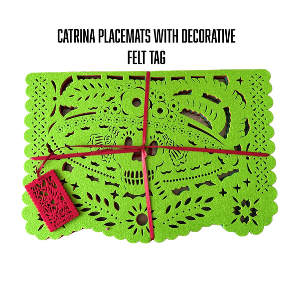 Double-Sided Felt "Papel Picado" Placemat Sets (Catrina) at Sew Bonita in Corpus Christi, TX.