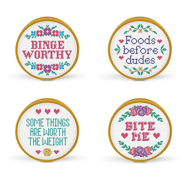 In Stitches - Cross Stitch Bag Clips - Set of 4