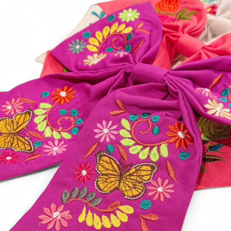 Embroidered Butterfly Hair Bow (Multiple Colors)