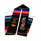 Graduation Serape Stole (Flowers + Class of 2025) - Multiple Colors