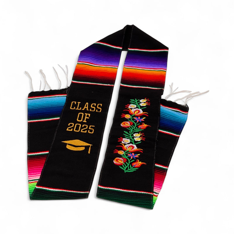 Graduation Serape Stole (Flowers + Class of 2025) - Multiple Colors