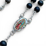 Wooden Rosary w/ Colorful Virgin Mary Portrait