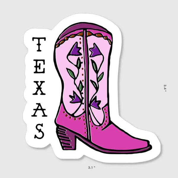 Pink Texas Cowboy Boot Sticker