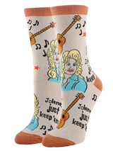 Just Keep 'em | Women's Jolene Funny Crew Socks at Sew Bonita in Corpus Christi, TX.