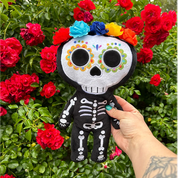 Multi Color- Day of the Dead/Halloween Skeleton Plush
