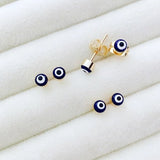 Navy Blue Evil Eye Stud Earrings