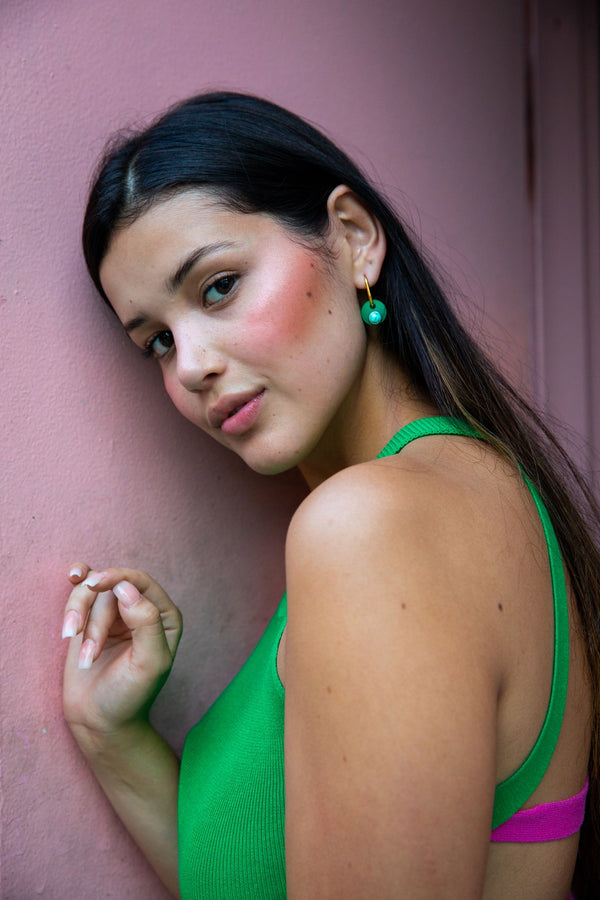 Deco Glam Medallion Oval Hoops- Copper