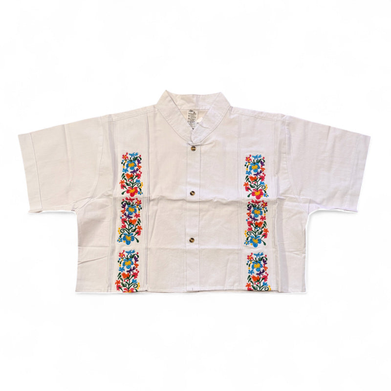 Summer Cropped Guayabera (White)