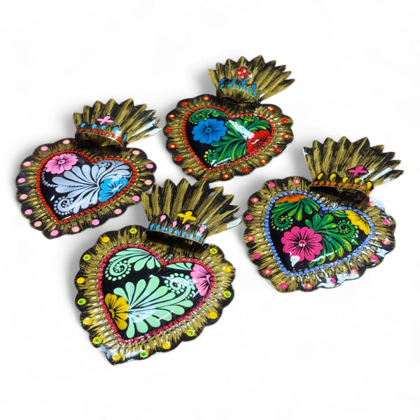 Hand Painted Tin Crown Hearts