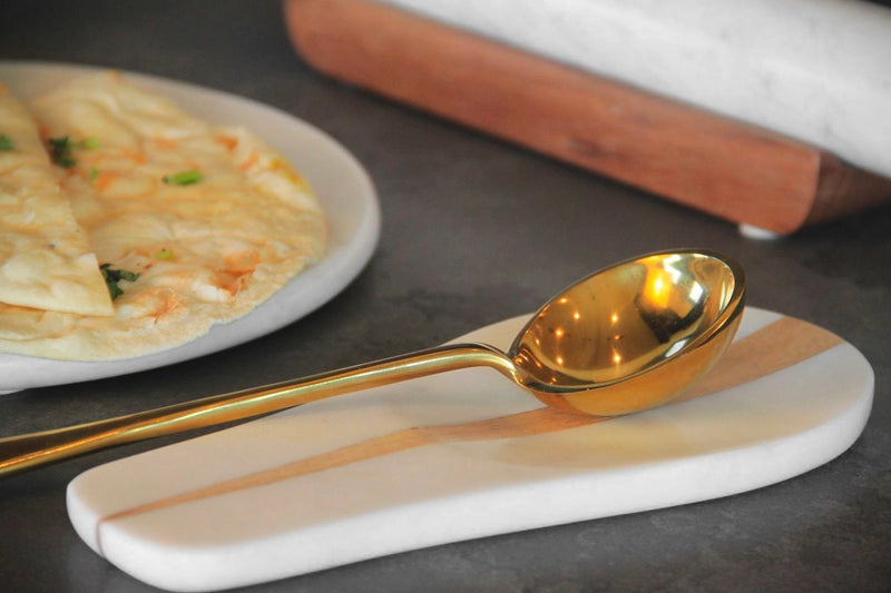 Marble and Wood Spoon Rest