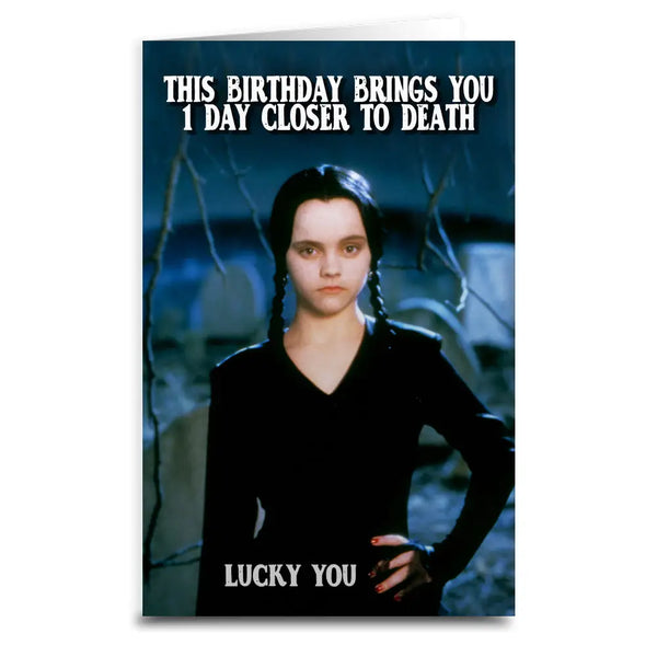 Wednesday Addams Birthday Card at Sew Bonita in Corpus Christi, TX.