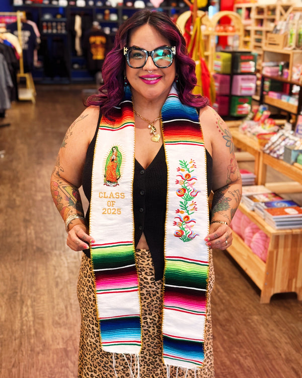 Graduation Serape Stole (Flowers + Virgen de Guadalupe) - Multiple Colors