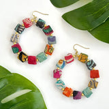 Kantha Dotted Square Hoops