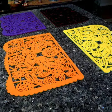 Double-Sided Felt "Papel Picado" Placemat Sets (Palomas) at Sew Bonita in Corpus Christi, TX.