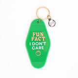 Fun Fact I Don't Care Hot Stamped Motel Keychain