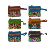 Cactus Embroidered Suede Coin Purse