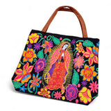 Embroidered Guadalupe Suede Tote Bag