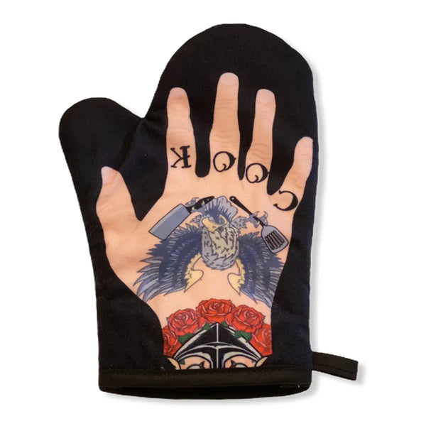 Mens Tattoo Hand Oven Mitt Hilarious Design Pot Holder