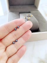 Navy Blue Evil Eye Stud Earrings