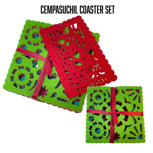 Cempasuchitl- "Papel Picado" Coaster Sets