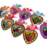 Hand Painted Tin Bird Hearts