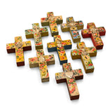 Small Hand Painted Wooden Crosses w/ Single Milagros