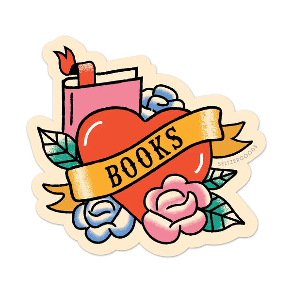 Tattoo Books Heart Sticker