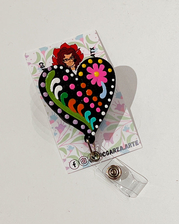 Embroidered Corazon Badge Reel