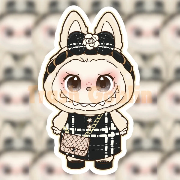 Black Tweed Labubu Sticker