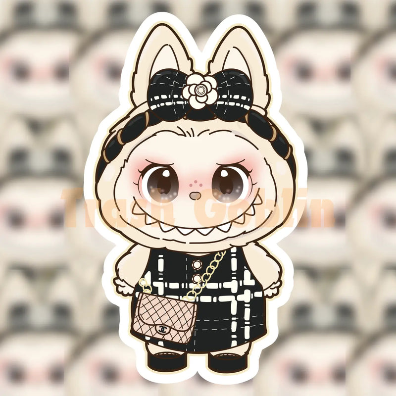 Black Tweed Labubu Sticker