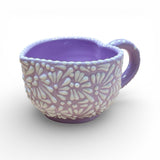 White & Lilac Heart Shaped Talavera Mug