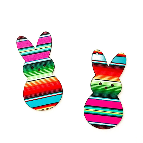 Serape Fabric and Wood Bunny Ornament Tag