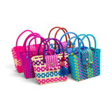Small Woven Bag with Clasp and Pom