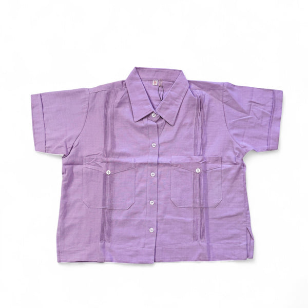 Yucatán Cropped Guayabera (Lavender)