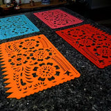 Double-Sided Felt "Papel Picado" Placemat Sets (Cempasuchitl) at Sew Bonita in Corpus Christi, TX.