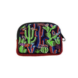 Floral Cactus Embroidered Coin Purse