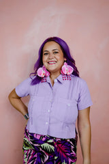 Yucatán Cropped Guayabera (Lavender)