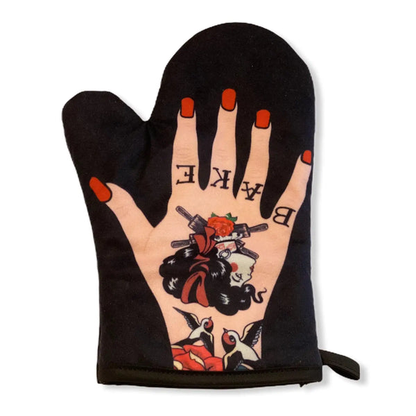 Womens Tattoo Hand Oven Mitt Cool Graphic Pot Holder