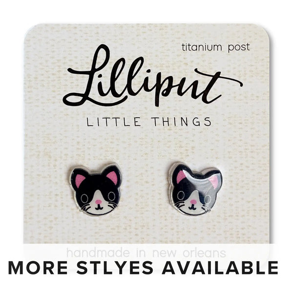 Tuxedo Cat Stud Earrings