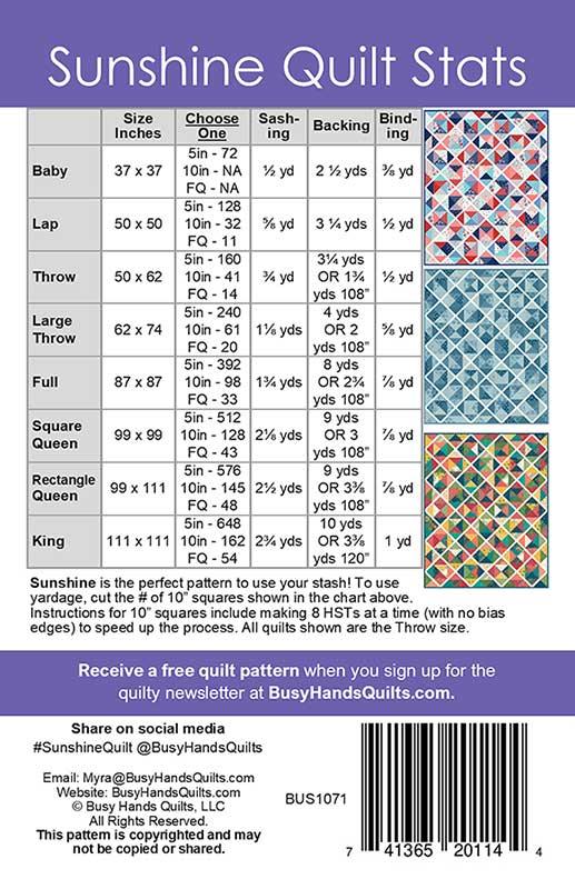 Sunshine Quilt Pattern