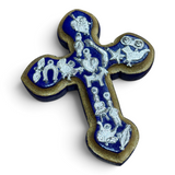 Rounded Wooden Cross w/ Milagros