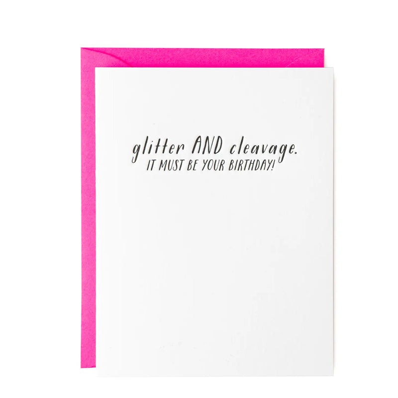 Glitter And Cleavage Birthday Card
