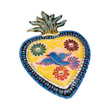 Large Tin Sacred Hearts w/ Birds