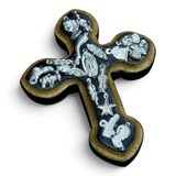 Rounded Wooden Cross w/ Milagros